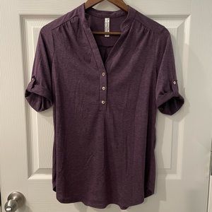 PerSeption Concept Purple Plum Button Sleeve Blouse size M